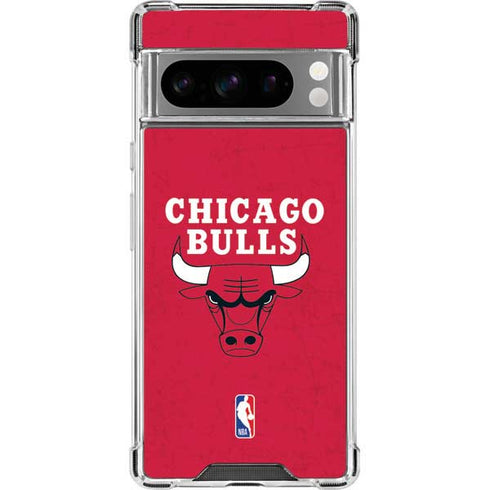 NBA Chicago Bulls Red Distressed Google Pixel 8 Pro Clear Case