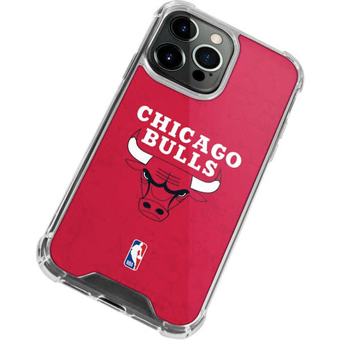 NBA Chicago Bulls Red Distressed iPhone 13 Pro Max Clear Case