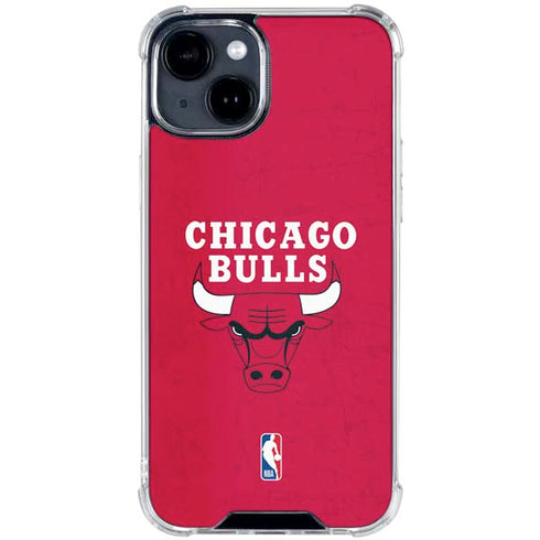 NBA Chicago Bulls Red Distressed iPhone 14 Plus Clear Case