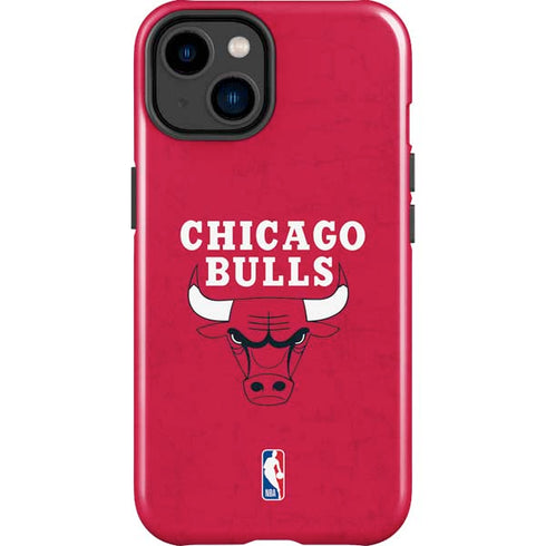 NBA Chicago Bulls Red Distressed iPhone 14 Plus Impact Case