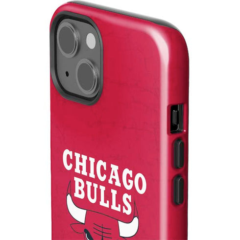 NBA Chicago Bulls Red Distressed iPhone 14 Plus Impact Case