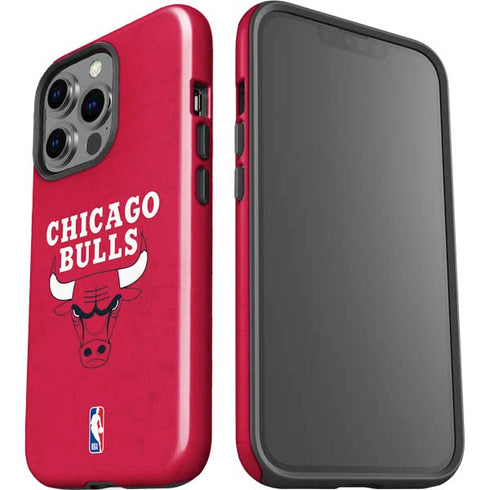 NBA Chicago Bulls Red Distressed iPhone 14 Pro Impact Case
