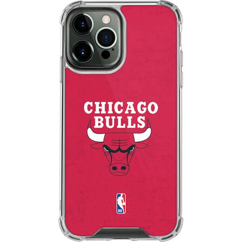NBA Chicago Bulls Red Distressed iPhone 14 Pro Max Clear Case