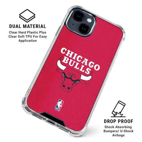 NBA Chicago Bulls Red Distressed iPhone 15 Clear Case