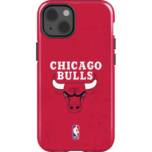 NBA Chicago Bulls Red Distressed iPhone 15 Plus Impact Case