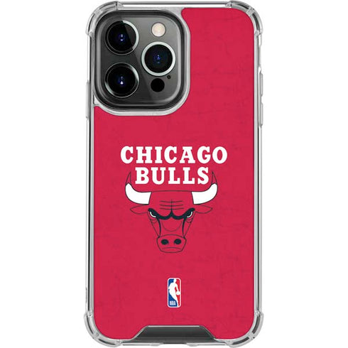 NBA Chicago Bulls Red Distressed iPhone 15 Pro Max Clear Case