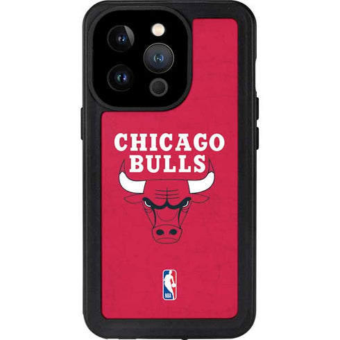 NBA Chicago Bulls Red Distressed iPhone 15 Pro Waterproof Case