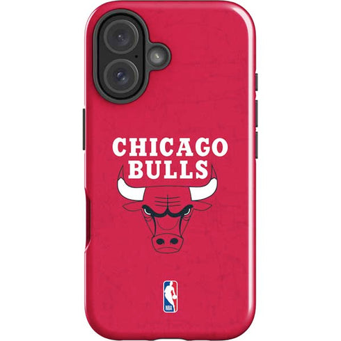NBA Chicago Bulls Red Distressed iPhone 16 Impact Case