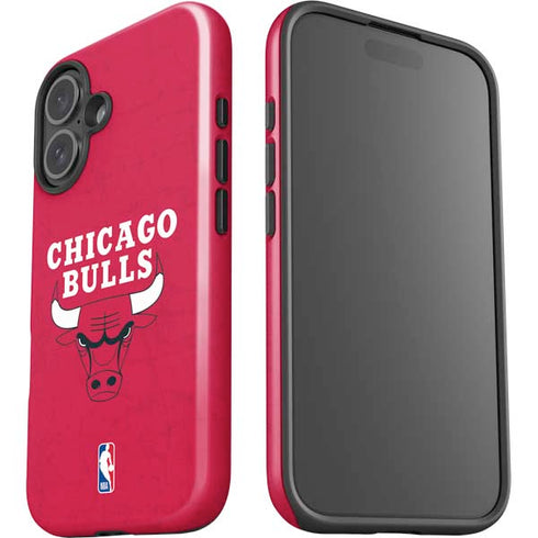 NBA Chicago Bulls Red Distressed iPhone 16 Impact Case