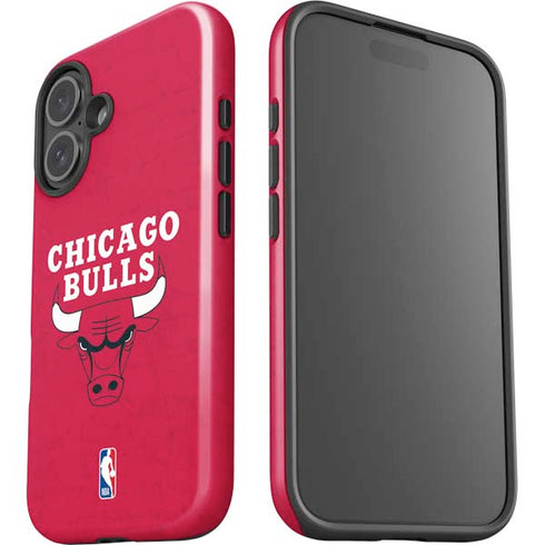 NBA Chicago Bulls Red Distressed iPhone 16 Plus Impact Case