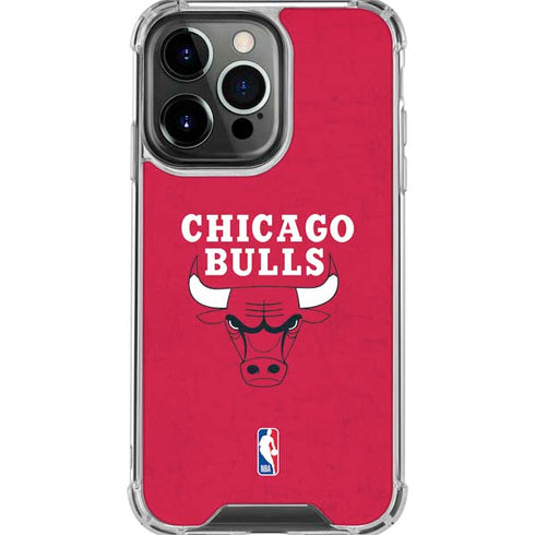 NBA Chicago Bulls Red Distressed iPhone 16 Pro Max Clear Case