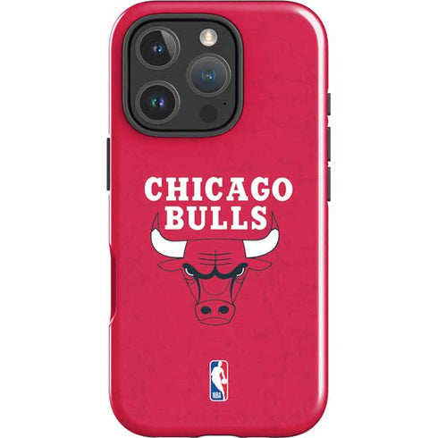 NBA Chicago Bulls Red Distressed iPhone 16 Pro Max Impact Case