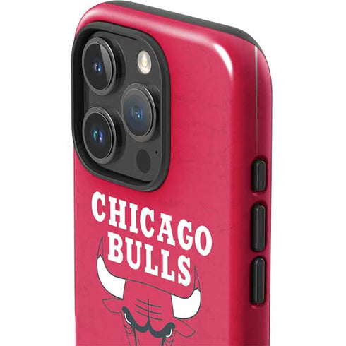 NBA Chicago Bulls Red Distressed iPhone 16 Pro Max Impact Case