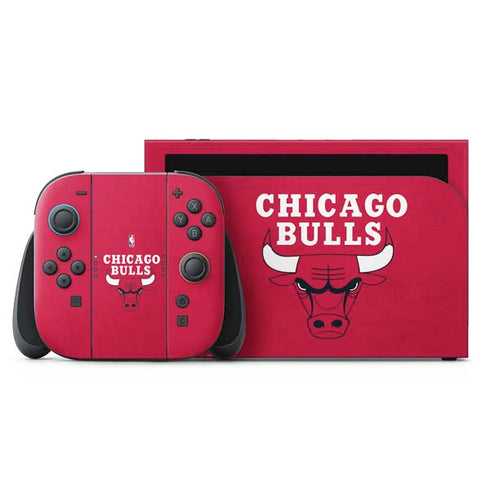 NBA Chicago Bulls Red Distressed Nintendo Switch 2 (2025) with Joy-Con Skin