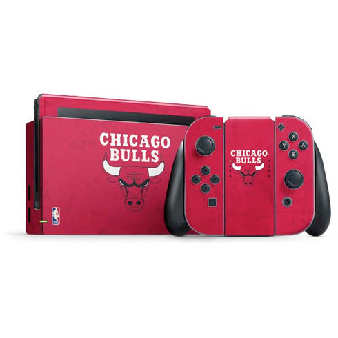 NBA Chicago Bulls Red Distressed Nintendo Skins