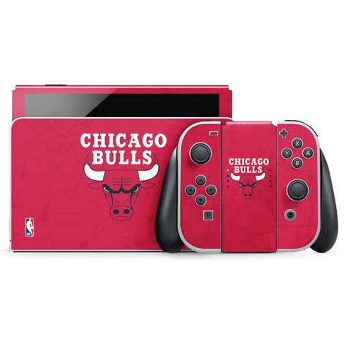NBA Chicago Bulls Red Distressed Nintendo Switch OLED (2021) Skin