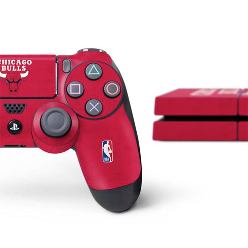 NBA Chicago Bulls Red Distressed PS4 Console and Controller Bundle Skin