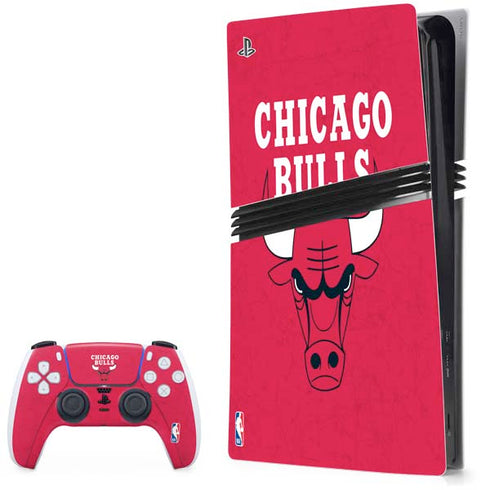NBA Chicago Bulls Red Distressed PS5 Pro Bundle Skin
