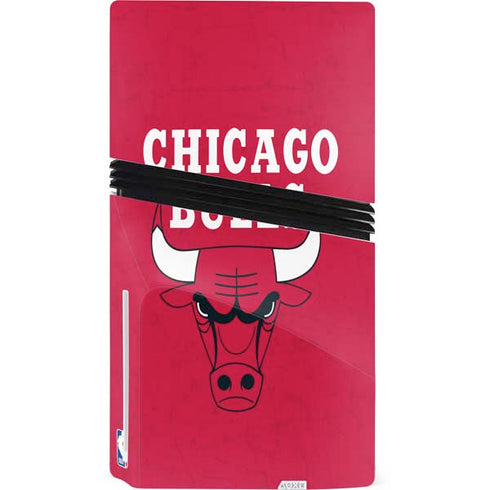 NBA Chicago Bulls Red Distressed PS5 Pro Disk Bundle Skin