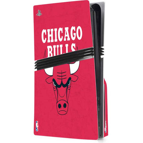 NBA Chicago Bulls Red Distressed PS5 Pro Disk Console Skin