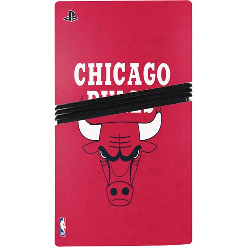 NBA Chicago Bulls Red Distressed PS5 Pro Disk Console Skin
