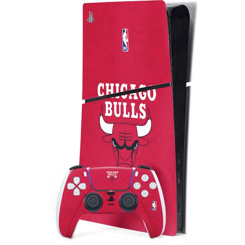 NBA Chicago Bulls Red Distressed PS5 Slim Digital Edition Bundle Skin