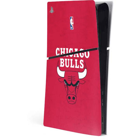NBA Chicago Bulls Red Distressed PS5 Slim Digital Edition Console Skin