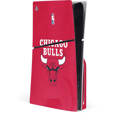 NBA Chicago Bulls Red Distressed PS5 Slim Disk Console Skin