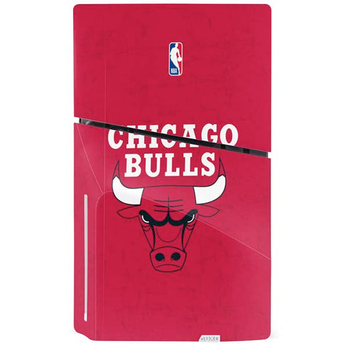 NBA Chicago Bulls Red Distressed PS5 Slim Disk Console Skin