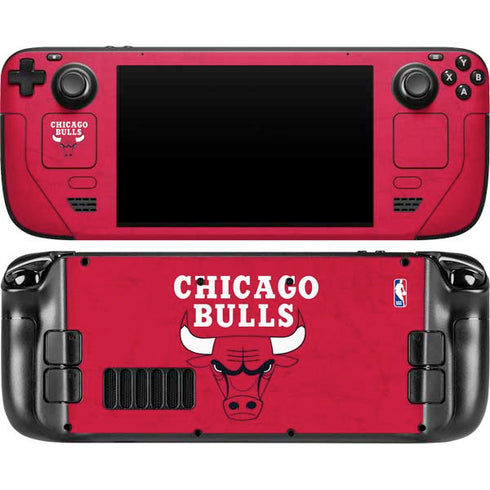 NBA Chicago Bulls Red Distressed Steam Deck Handheld Gaming Computer OLED Skin