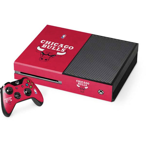 NBA Chicago Bulls Red Distressed Xbox One Console and Controller Bundle Skin