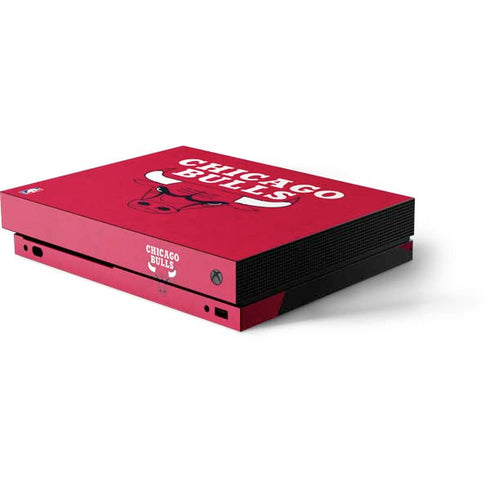 NBA Chicago Bulls Red Distressed Xbox One X Console Skin