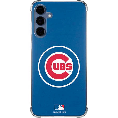 MLB Chicago Cubs - Solid Distressed Galaxy A35 5G Clear Case