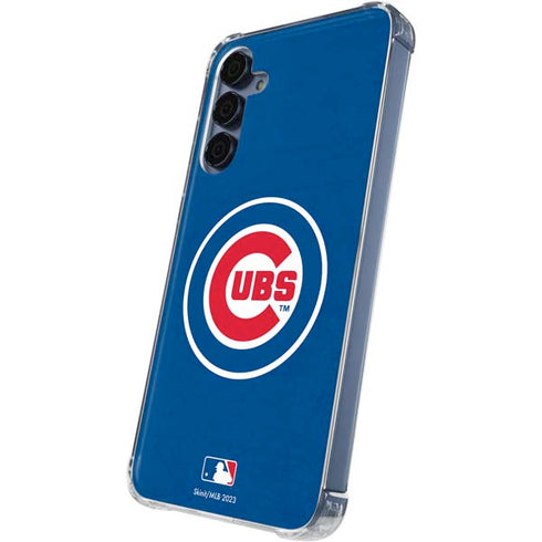 MLB Chicago Cubs - Solid Distressed Galaxy A55 5G Clear Case