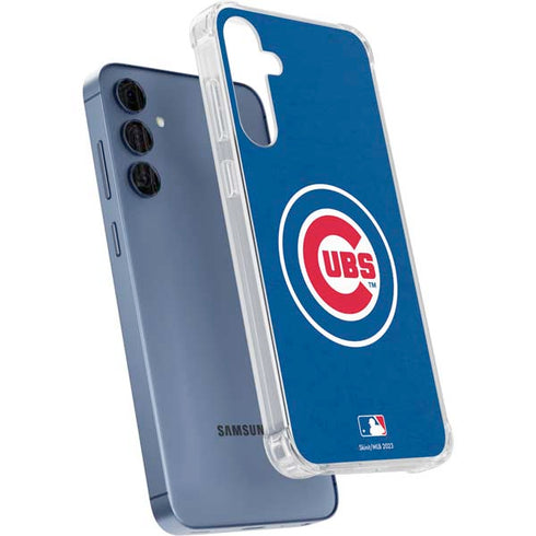 MLB Chicago Cubs - Solid Distressed Galaxy A55 5G Clear Case