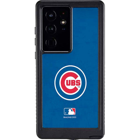 MLB Chicago Cubs - Solid Distressed Galaxy S24 Ultra Waterproof Case