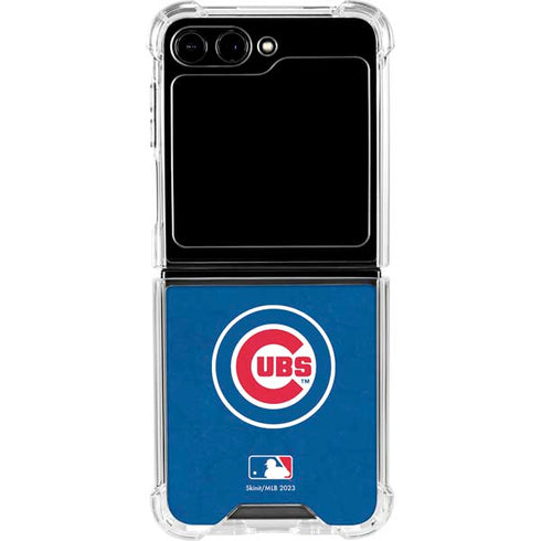 MLB Chicago Cubs - Solid Distressed Galaxy Z Flip6 Clear Case