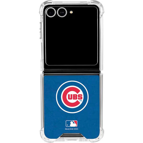 MLB Chicago Cubs - Solid Distressed Galaxy Z Flip7 Clear Case