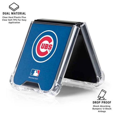 MLB Chicago Cubs - Solid Distressed Galaxy Z Flip7 Clear Case