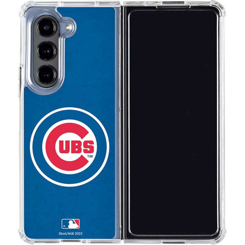 MLB Chicago Cubs - Solid Distressed Galaxy Z Fold5 5G Clear Case