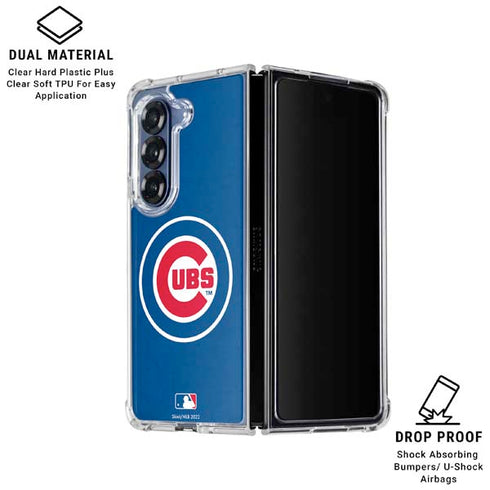 MLB Chicago Cubs - Solid Distressed Galaxy Z Fold6 Clear Case