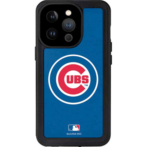 MLB Chicago Cubs - Solid Distressed iPhone 15 Pro Waterproof Case