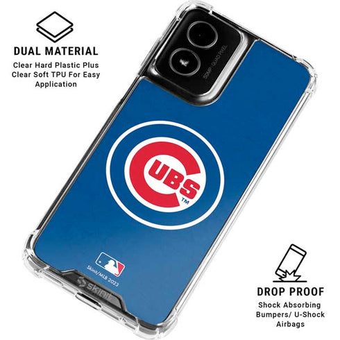 MLB Chicago Cubs - Solid Distressed Moto G Power 5G (2024) Clear Case