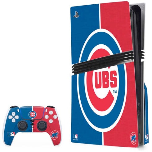 MLB Chicago Cubs Split PS5 Pro Disk Bundle Skin