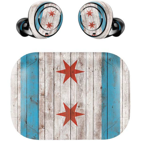 Chicago Flag Dark Wood Amazon Echo Buds Skin