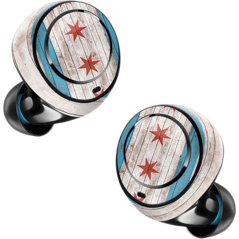 Chicago Flag Dark Wood Amazon Echo Buds Skin
