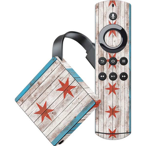 Chicago Flag Dark Wood Amazon Fire TV Skin