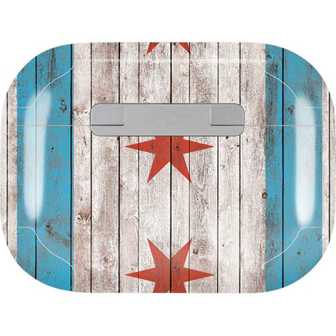 Chicago Flag Dark Wood AirPods Skins