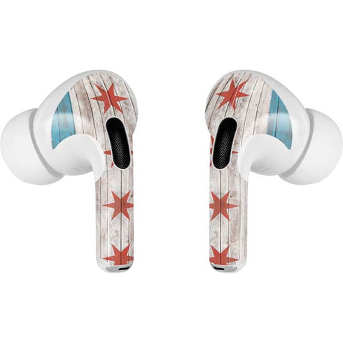 Chicago Flag Dark Wood AirPods Skins