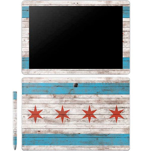 Chicago Flag Dark Wood Galaxy Book 12in Skin